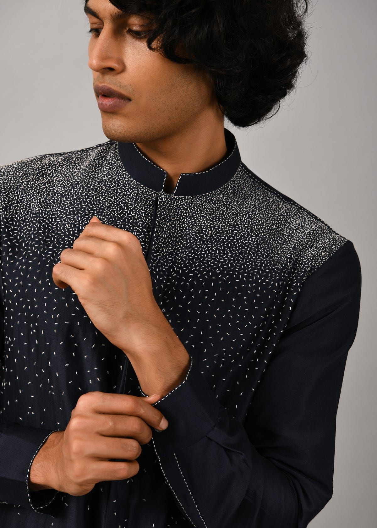 Night Sky Front Open Embroidered Kurta - image 5