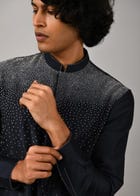 Night Sky Front Open Embroidered Kurta view 5