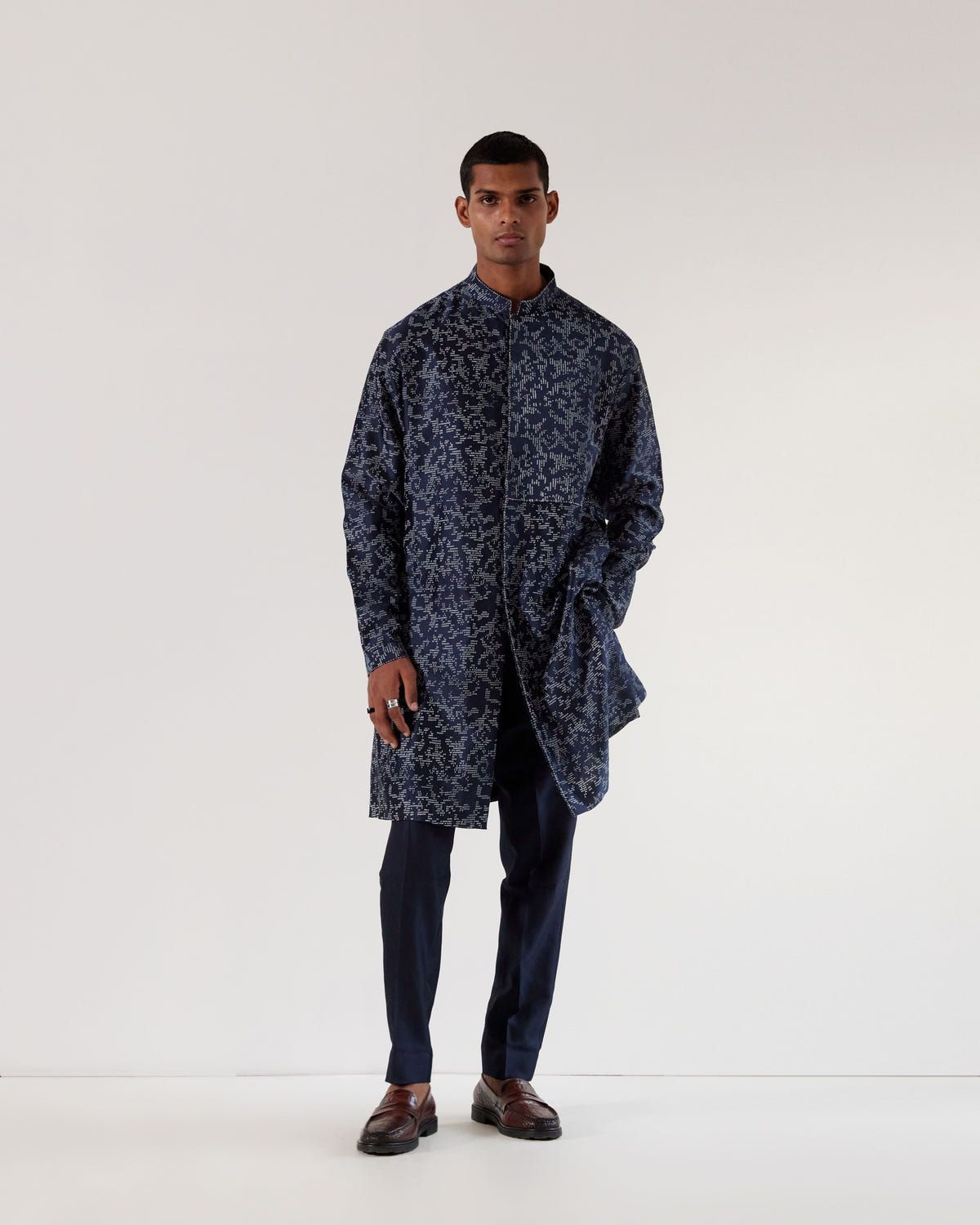 Camo Block Front Open Kurta Set - image 1