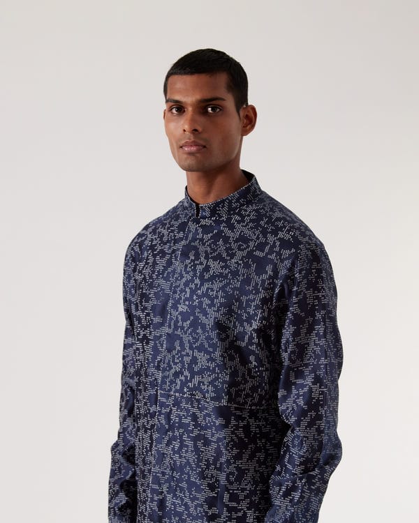 Countrymade India — Camo Block Front Open Kurta Set