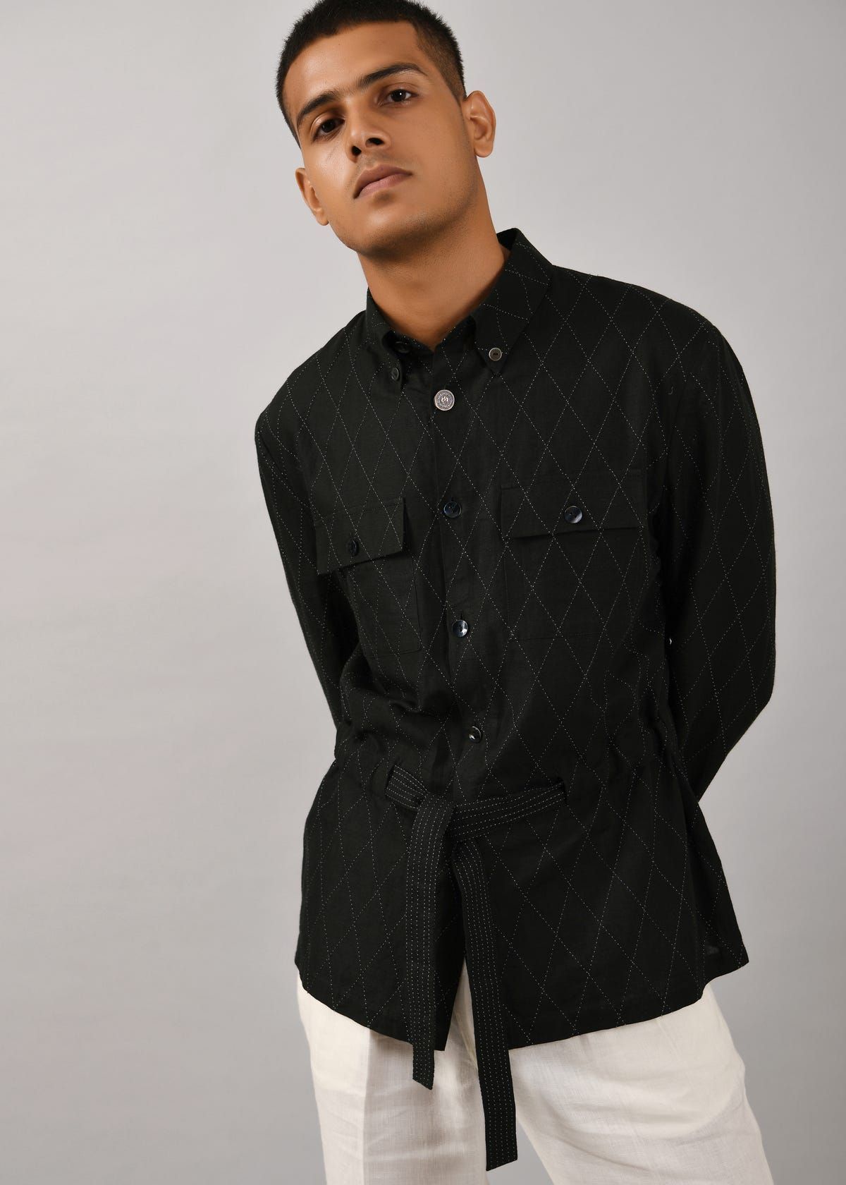 Diamond Drawstring Shacket - image 1