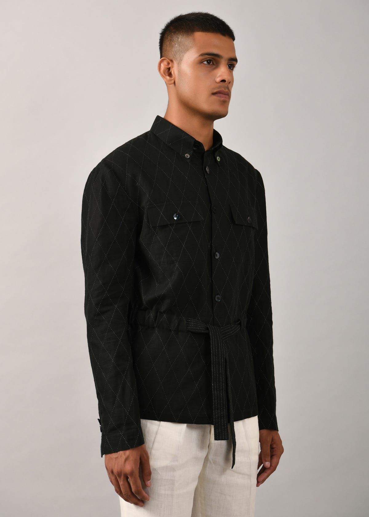 Diamond Drawstring Shacket - image 3