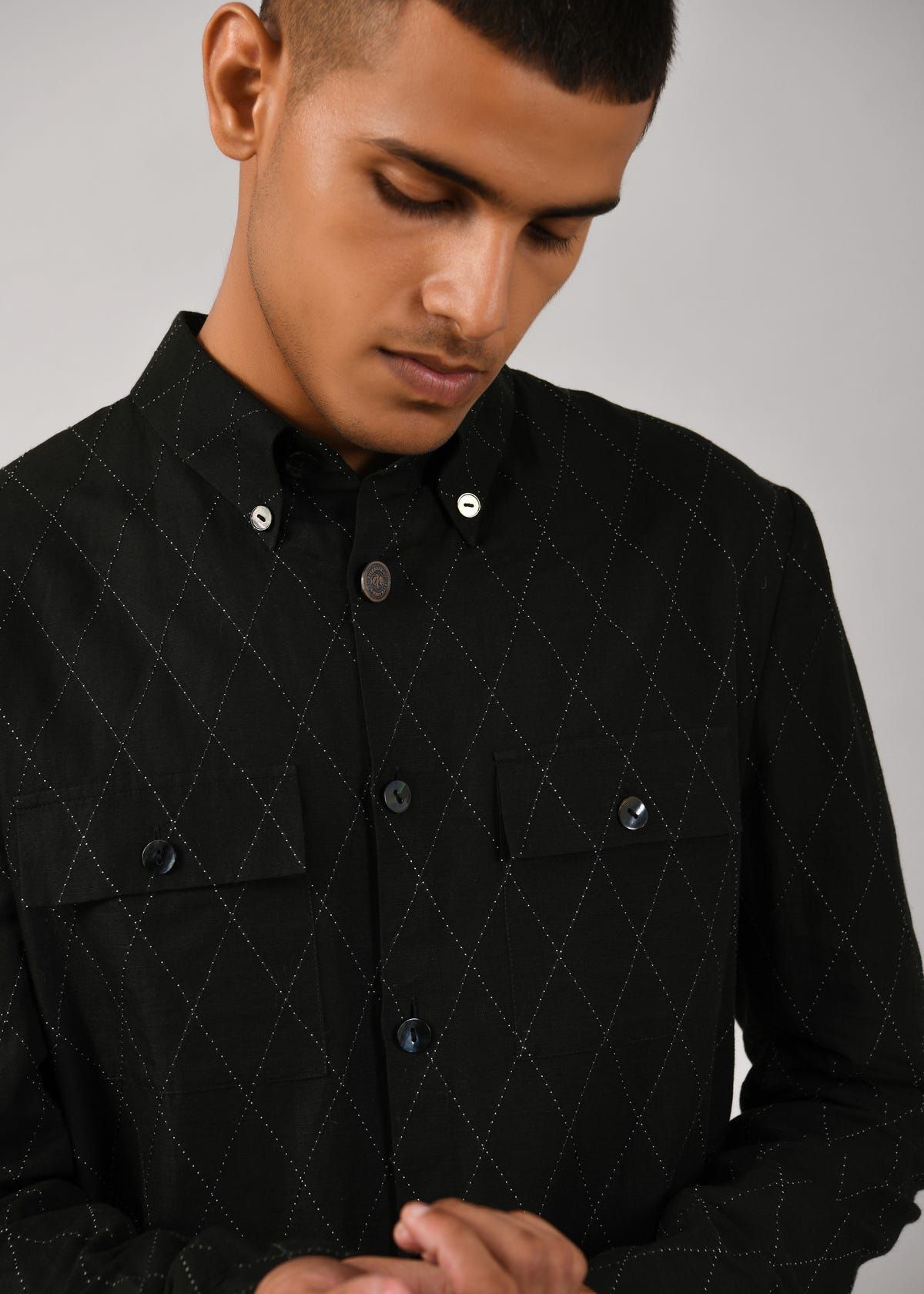 Diamond Drawstring Shacket - image 5