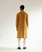 Camo-Block Print Kurta Set With Embroidered Yoke view 3
