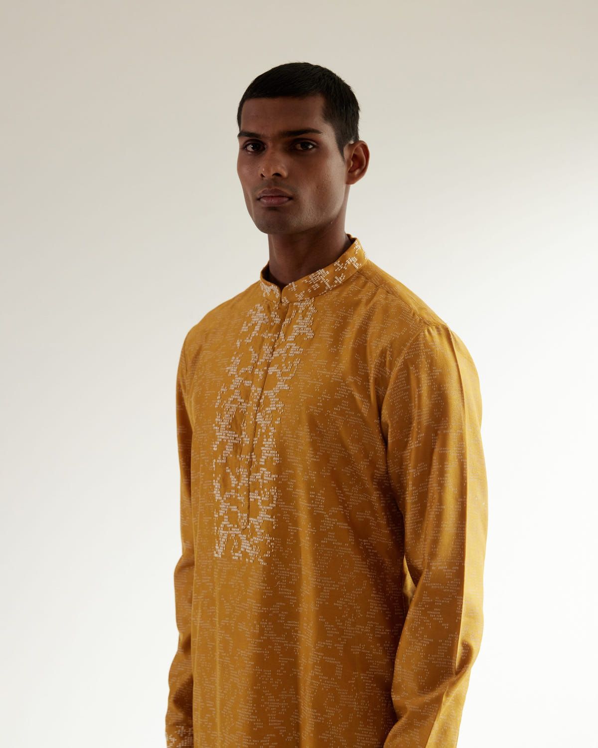Camo-Block Print Kurta Set With Embroidered Yoke - image 4