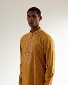 Camo-Block Print Kurta Set With Embroidered Yoke view 4