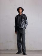 Obscured face printed silk shirt view 2