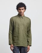 FAUX BUTTON OLIVE HALF-PLACKET SHIRT view 1