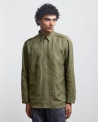 FAUX BUTTON OLIVE HALF-PLACKET SHIRT view 3