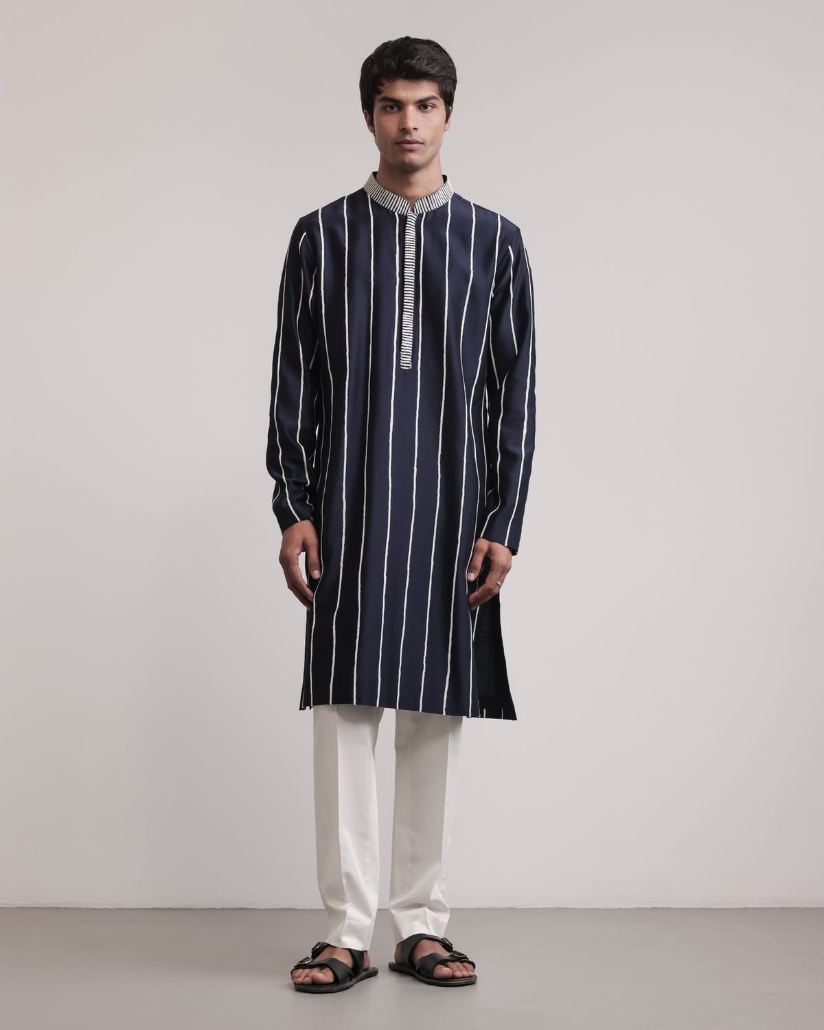 Frayed Stripes Kurta Set - image 1
