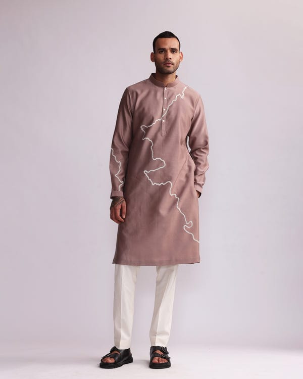 Countrymade India — CONTOUR LINE EMBROIDERED KURTA SET