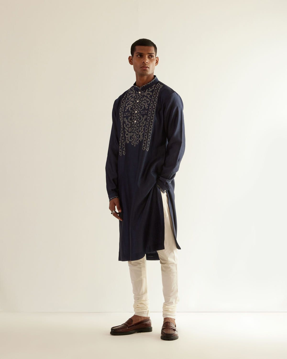 Asymmetric Embroidered Yoke Kurta Set - image 1
