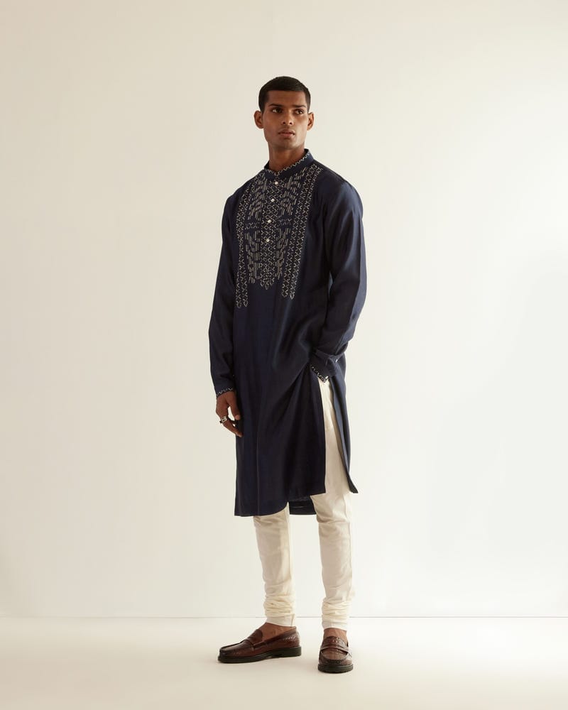 Asymmetric Embroidered Yoke Kurta Set