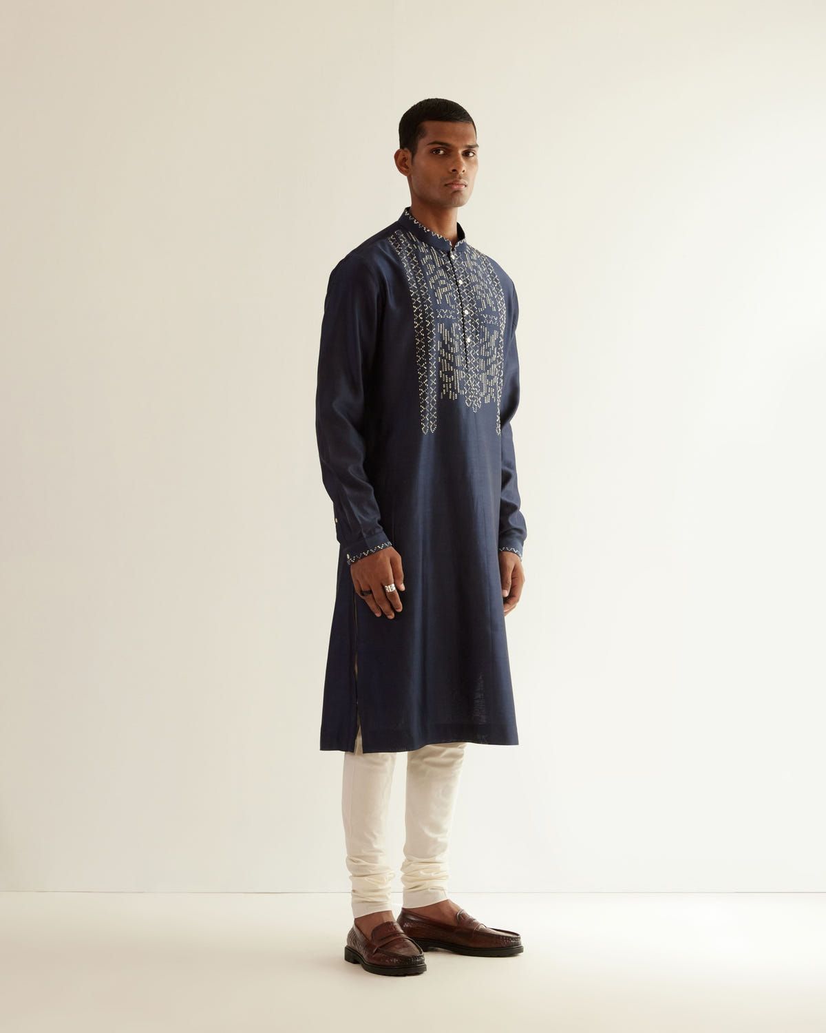 Asymmetric Embroidered Yoke Kurta Set - image 3