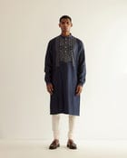 Asymmetric Embroidered Yoke Kurta Set view 4