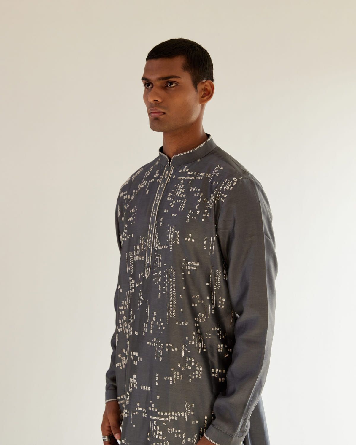 Linear Scattered Hand Embroidery Kurta Set - image 3