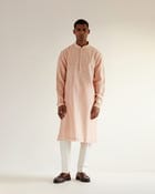 Camo-Block Print Kurta Set With Embroidered Yoke view 1