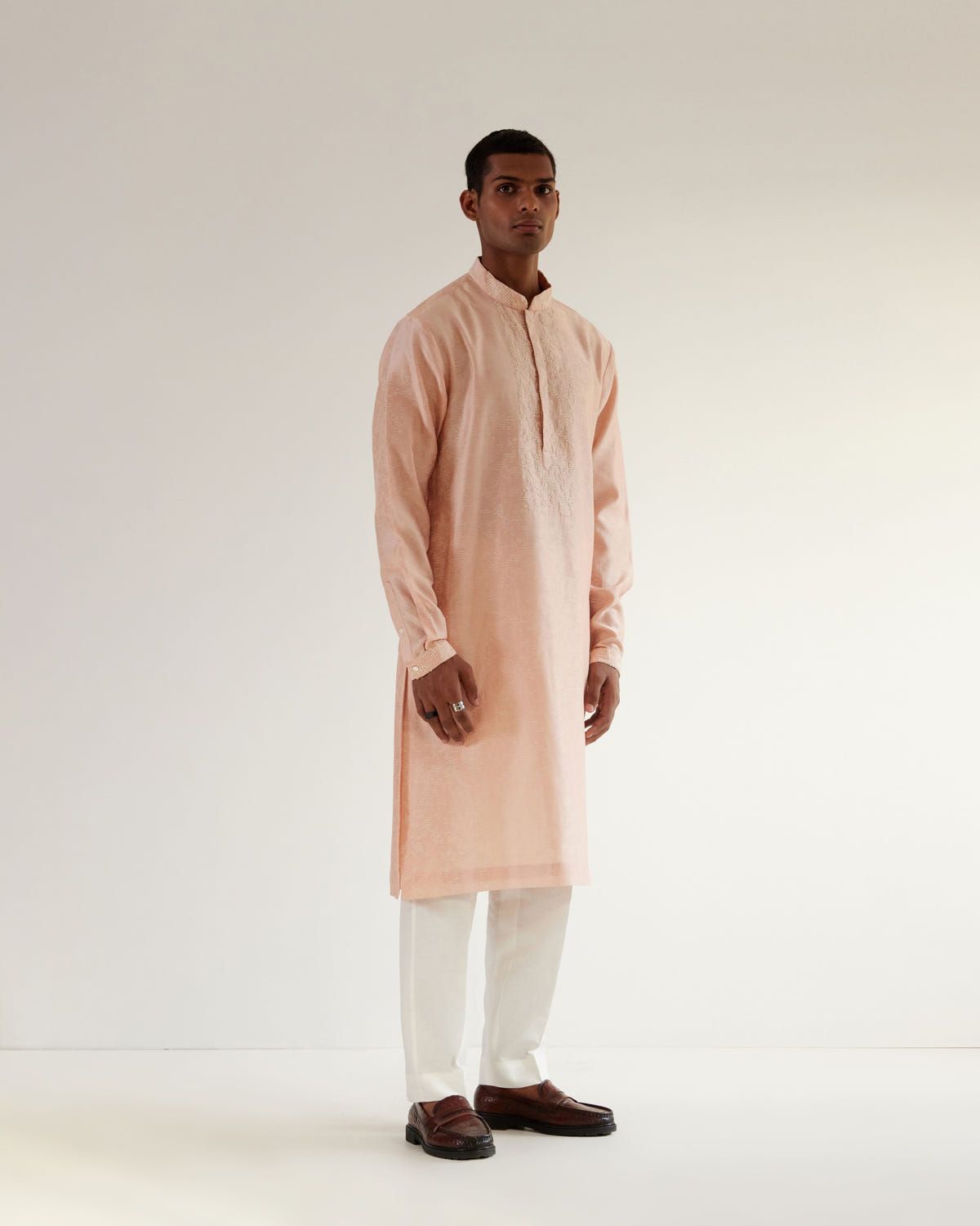 Camo-Block Print Kurta Set With Embroidered Yoke - image 3