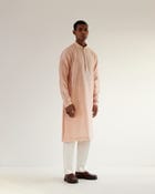 Camo-Block Print Kurta Set With Embroidered Yoke view 3