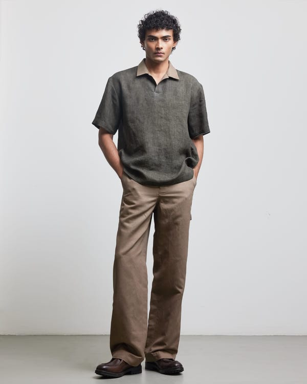 Countrymade India — STONE GREEN CONTRAST POLO SHIRT