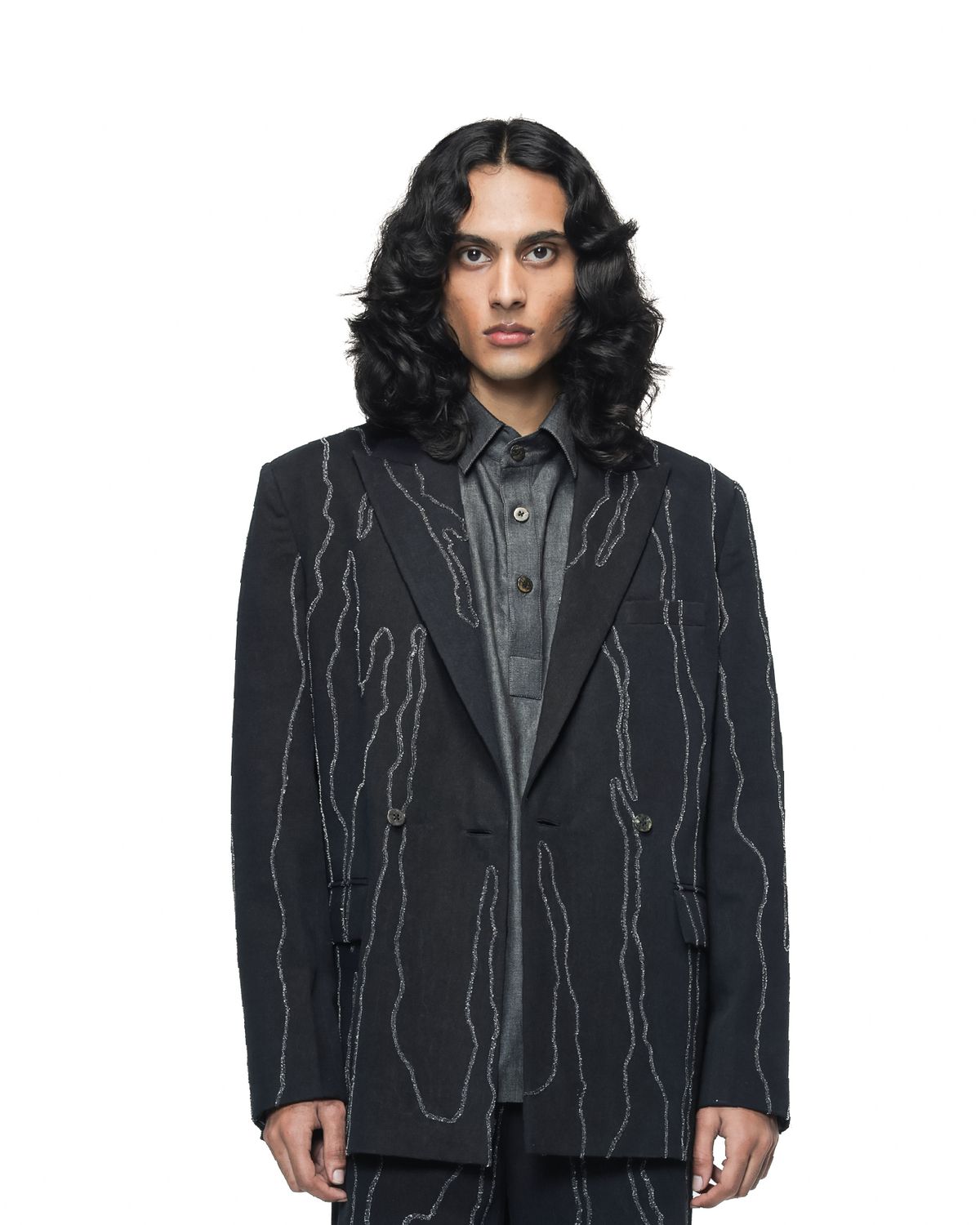 Molten Trail Embroidered Blazer - image 1