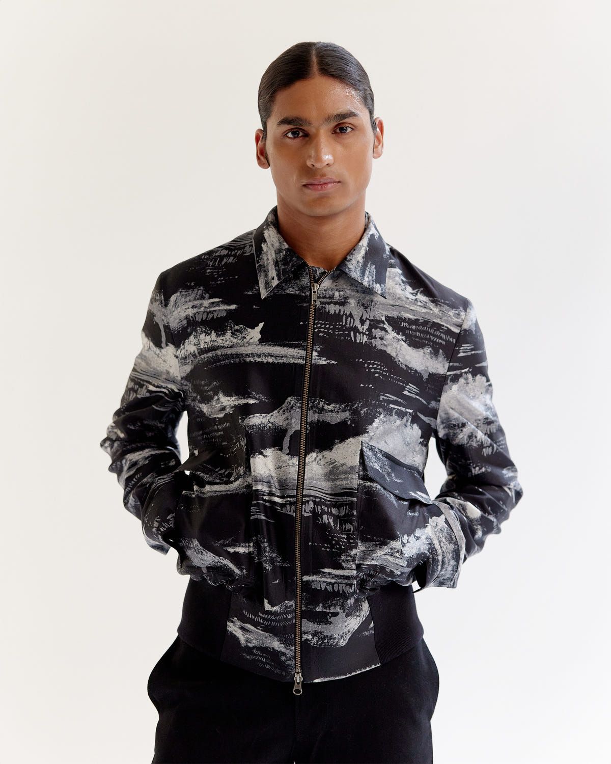 Arid Brushstroke Silk Bomber - image 3