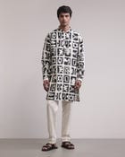Fossil Print Silk Kurta view 1