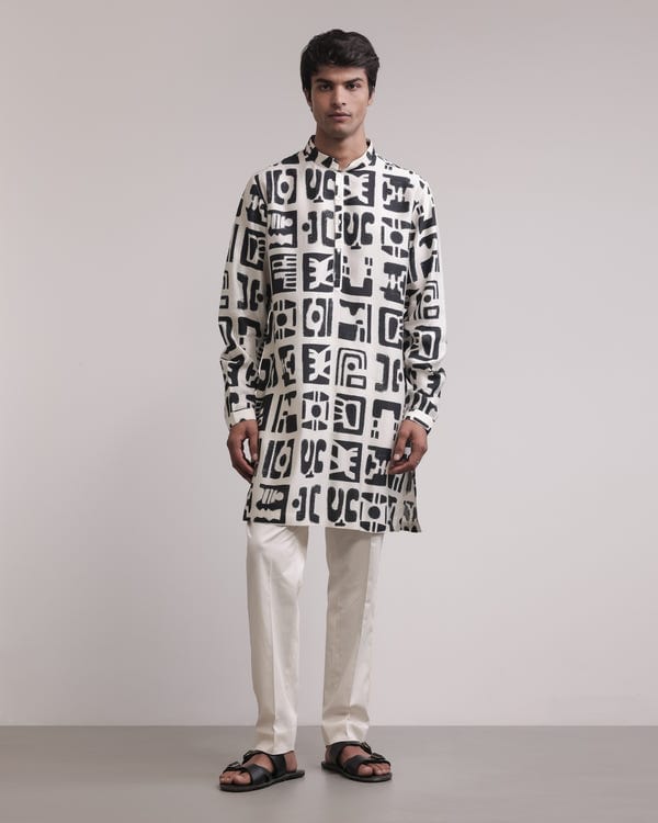 Countrymade India — Fossil Print Silk Kurta