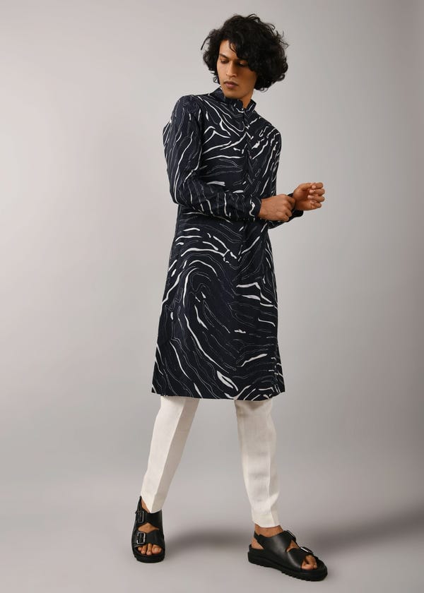 Countrymade India — Navy Terrain Maize Kurta