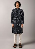 Navy Terrain Maize Kurta view 2