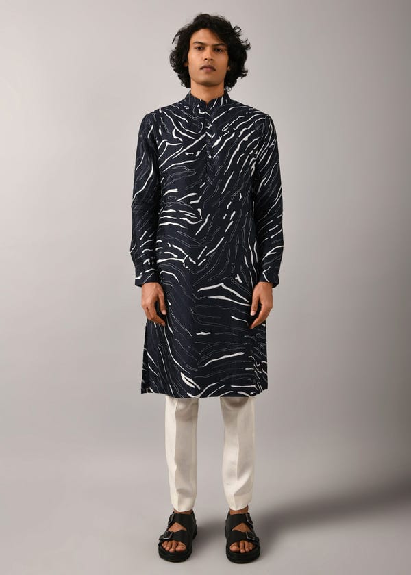 Countrymade India — Navy Terrain Maize Kurta
