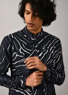 Navy Terrain Maize Kurta view 3
