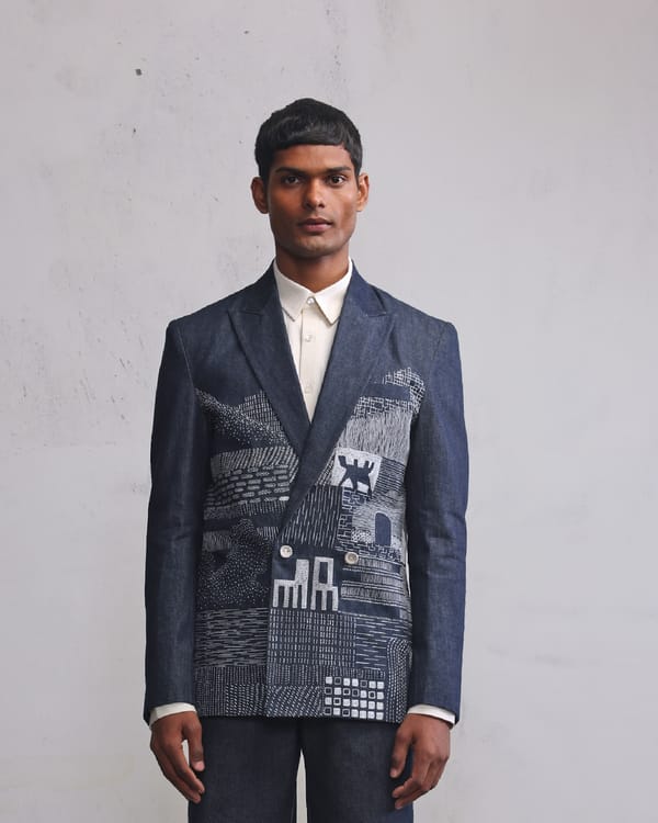 Countrymade India — morden ruins double breasted blazer