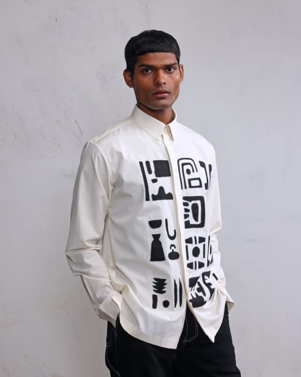 Countrymade India — Urban ivory patch shirt