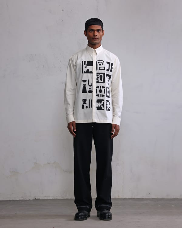 Countrymade India — Urban ivory patch shirt