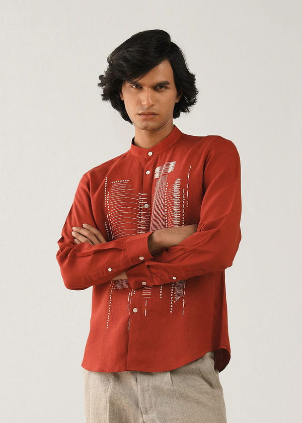 Countrymade India — Dots Dash Hand embroidered Shirt
