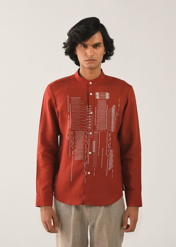 Countrymade India — Dots Dash Hand embroidered Shirt