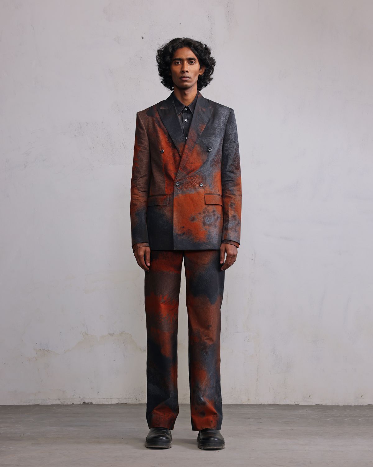 Rust printed Double breasted blazer - image 1