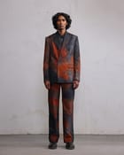 Rust printed Double breasted blazer view 1