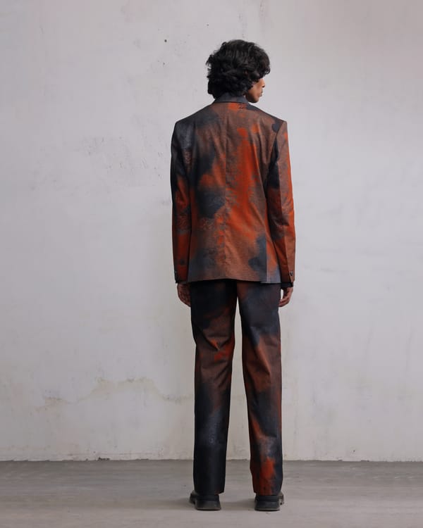 Countrymade India — Rust printed Double breasted blazer