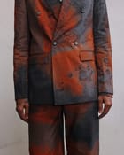 Rust printed Double breasted blazer view 3