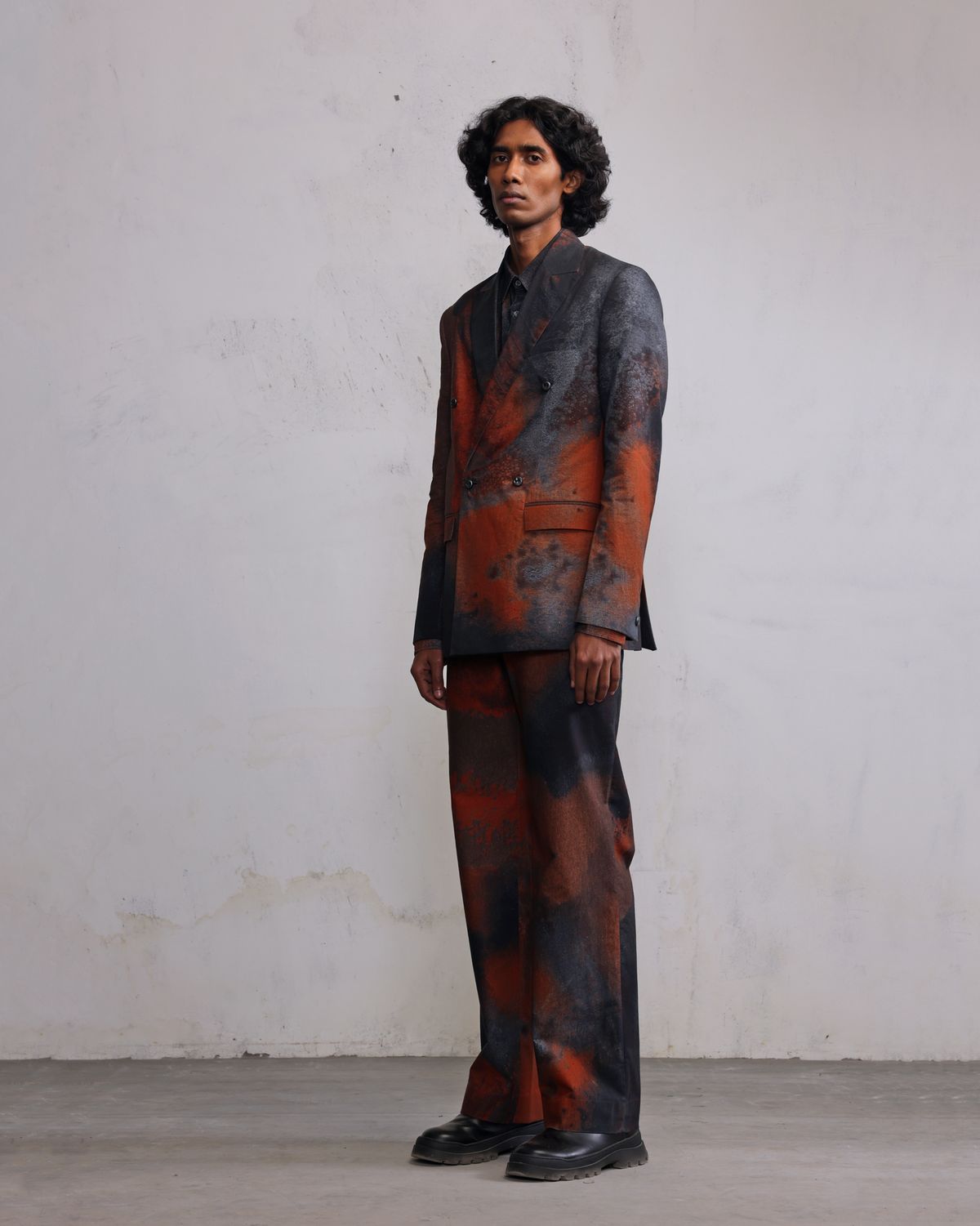 Rust printed Double breasted blazer - image 4