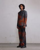 Rust printed Double breasted blazer view 4