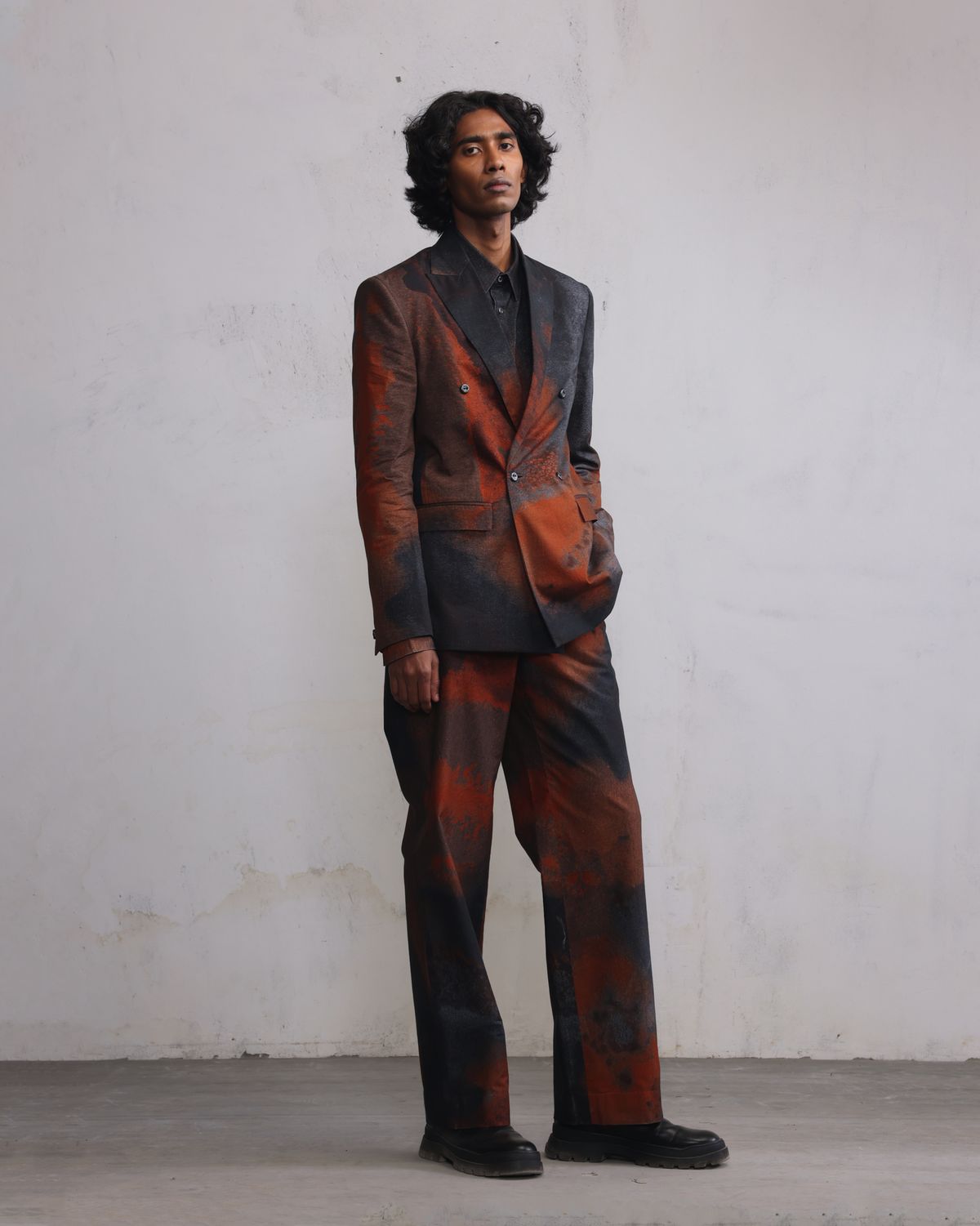 Rust printed Double breasted blazer - image 5