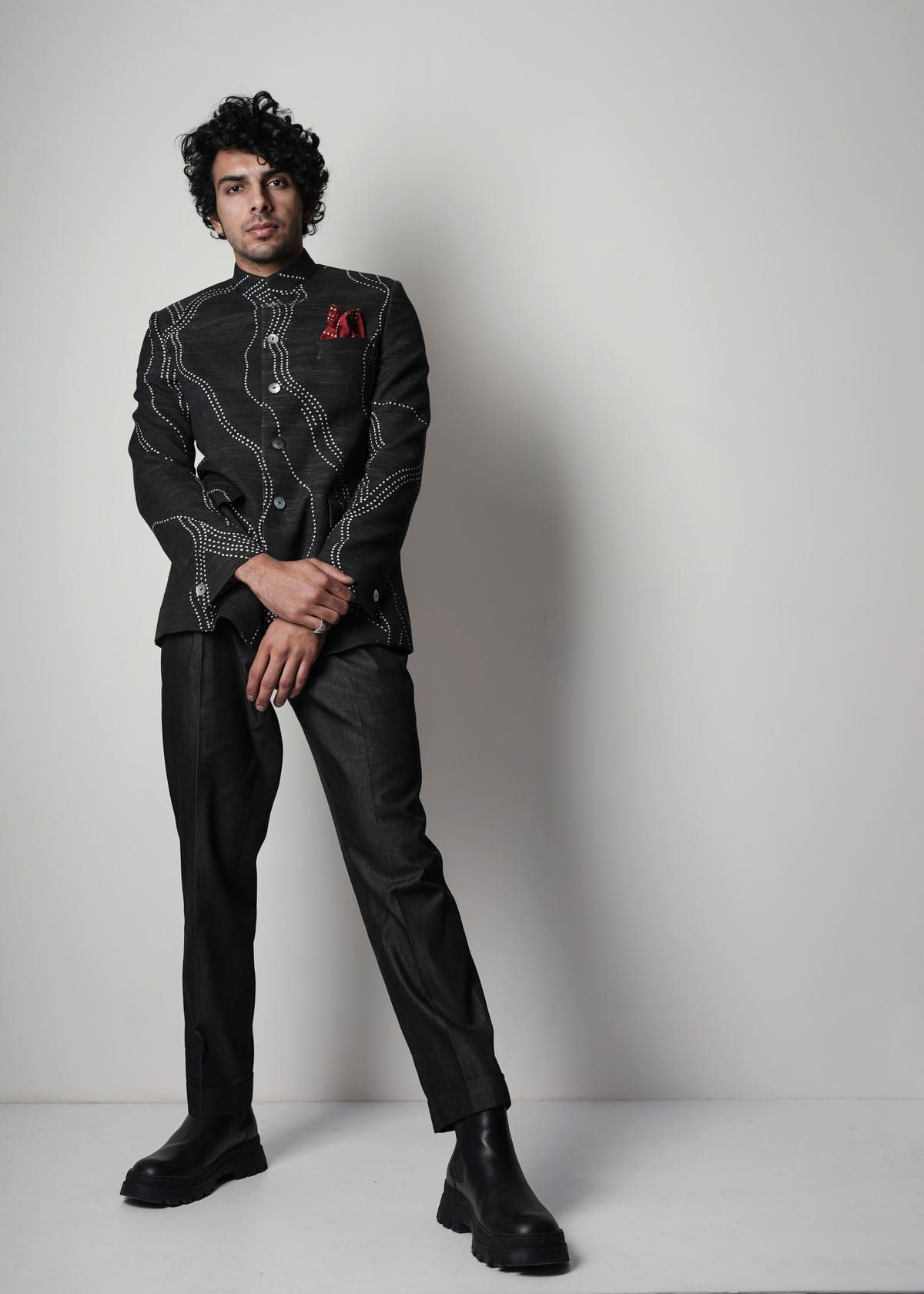 Constellation Handloom Bandhgala Jacket - image 5