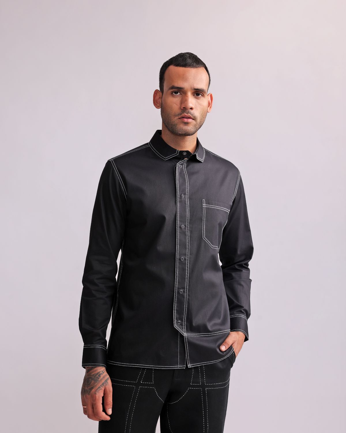 LETTER-FOLD TOP STITCHED SHIRT - image 1