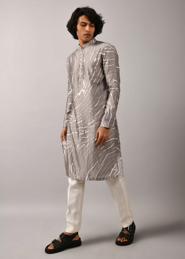 Countrymade India — Grey Terrain Maize Kurta