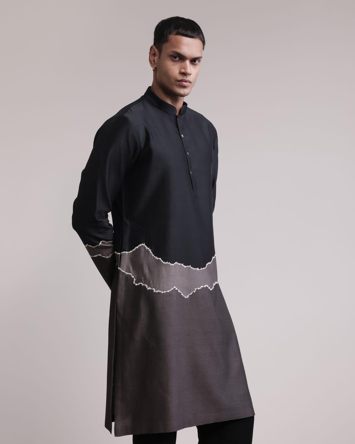 Fractured Gradient Patchwork Kurta Set - image 3