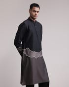 Fractured Gradient Patchwork Kurta Set view 3
