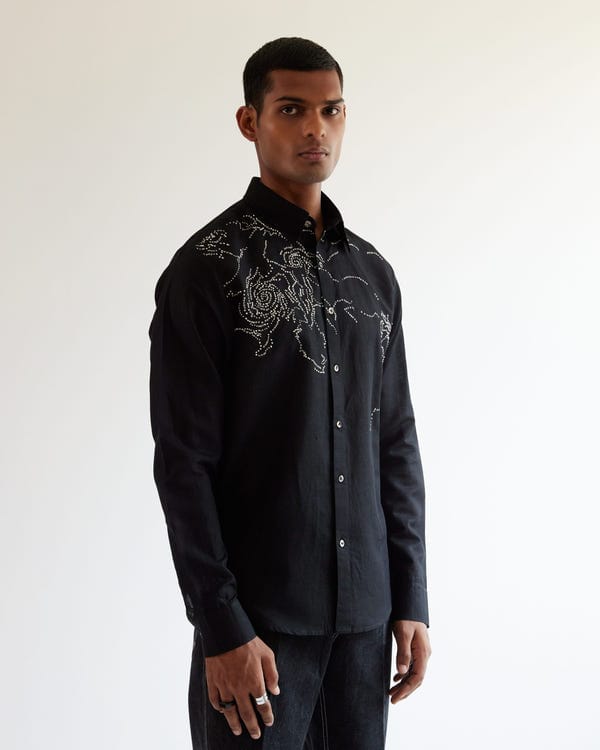 Countrymade India — Black Hole Embroidered Shirt
